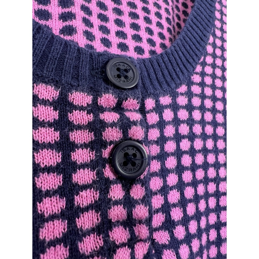 Isaac Mizrahi for Target Pink Navy Dot Henley Sweater M 3/4 Sleeve - Picture 8 of 14